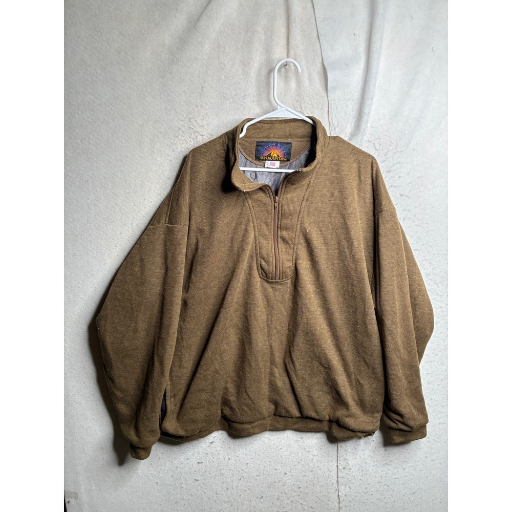 Sun Mountain Performance Outerwear Brown Wool Blend Quarter Zip Pullover XL